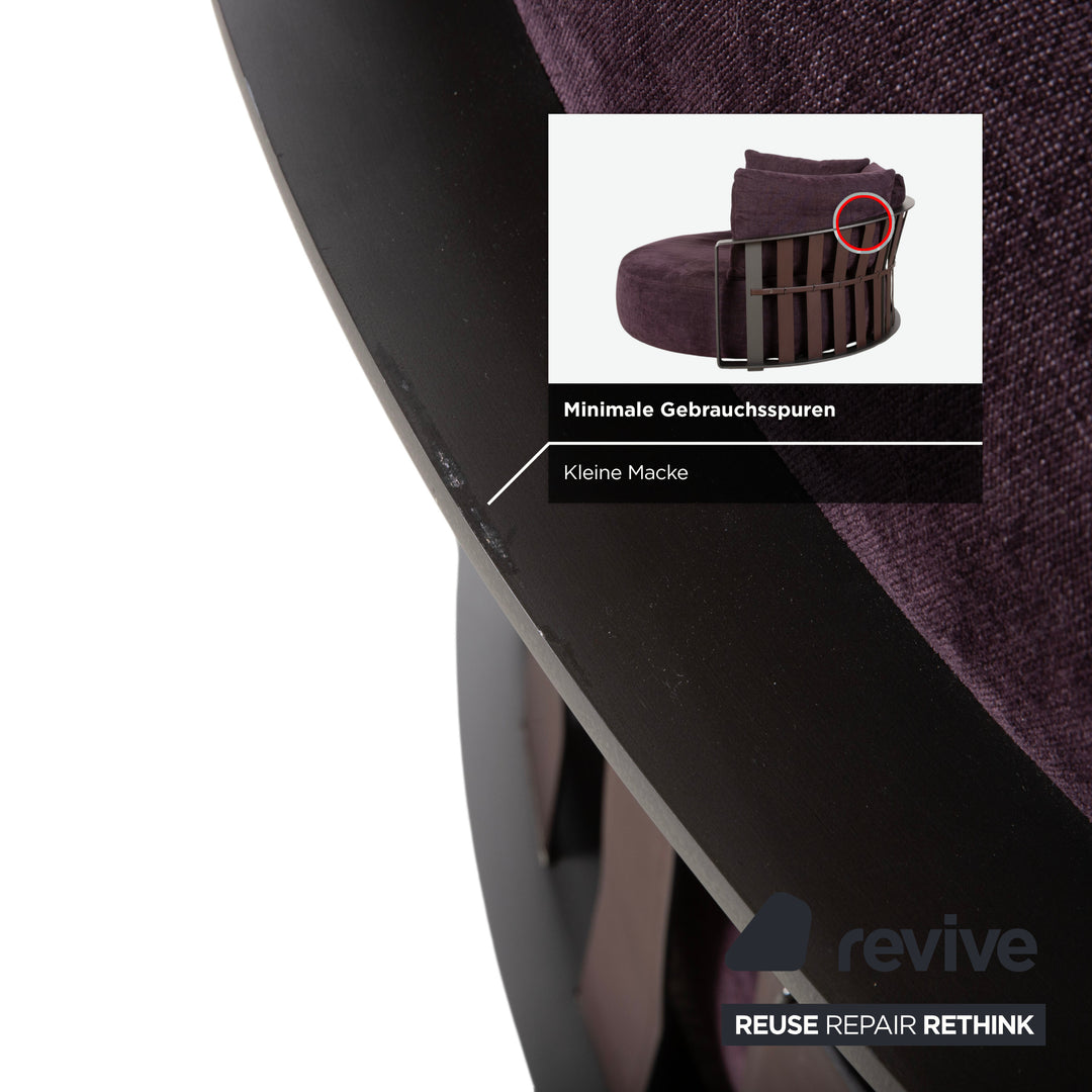 Poltrona Frau Scarlett Stoff Samt Zweisitzer Lila Aubergine Violett Sofa Couch mit Rollen