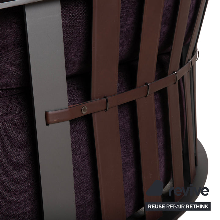 Poltrona Frau Scarlett Stoff Samt Zweisitzer Lila Aubergine Violett Sofa Couch mit Rollen
