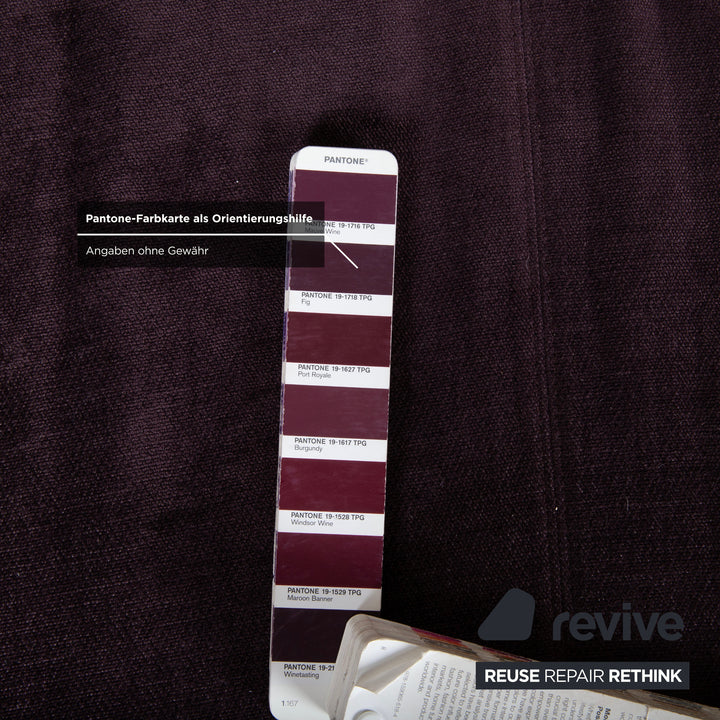Poltrona Frau Scarlett Stoff Samt Zweisitzer Lila Aubergine Violett Sofa Couch mit Rollen
