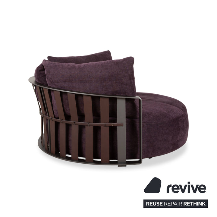 Poltrona Frau Scarlett Stoff Samt Zweisitzer Lila Aubergine Violett Sofa Couch mit Rollen