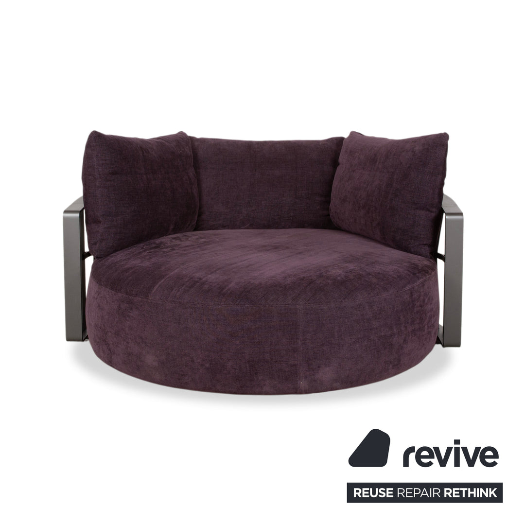 Poltrona Frau Scarlett Stoff Samt Zweisitzer Lila Aubergine Violett Sofa Couch mit Rollen