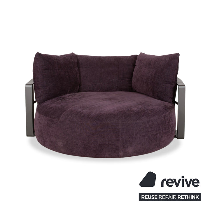 Poltrona Frau Scarlett Stoff Samt Zweisitzer Lila Aubergine Violett Sofa Couch mit Rollen