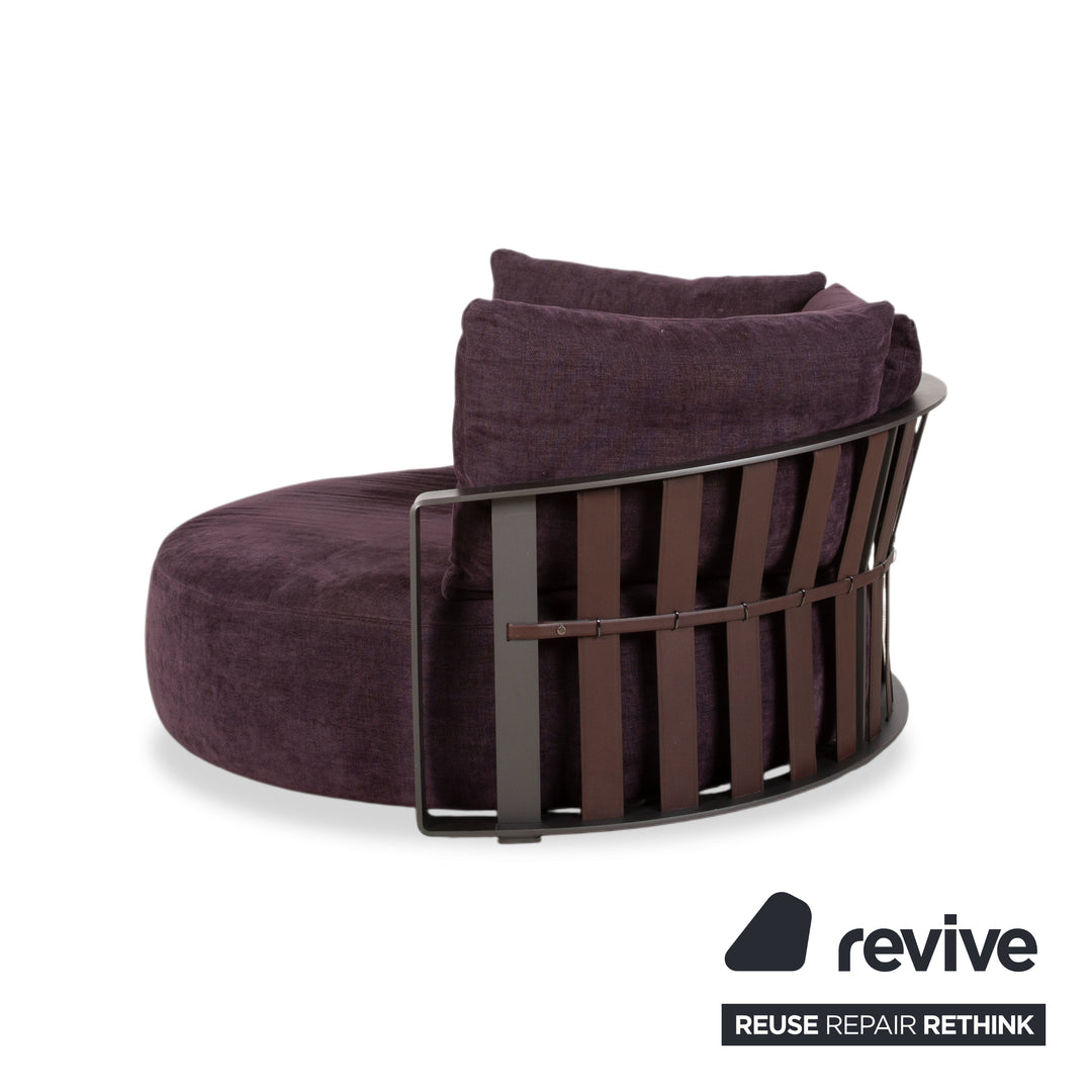 Poltrona Frau Scarlett Stoff Samt Zweisitzer Lila Aubergine Violett Sofa Couch mit Rollen