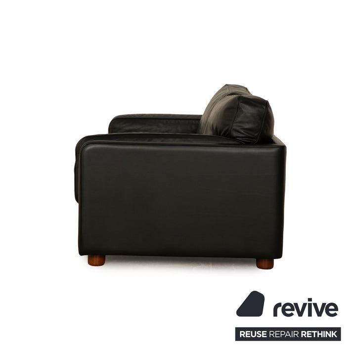 Poltrona Frau Socrates 978 Leather Two Seater Black Sofa Couch