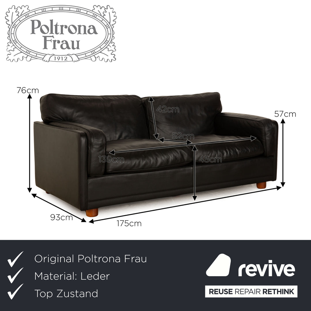 Poltrona Frau Socrates 978 Leather Two Seater Black Sofa Couch