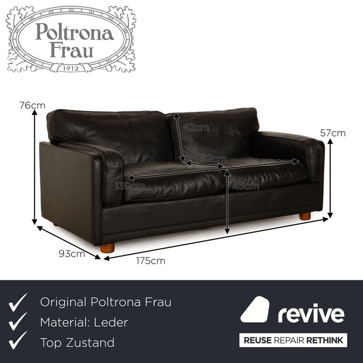 Poltrona Frau Socrates 978 Leather Two Seater Black Sofa Couch