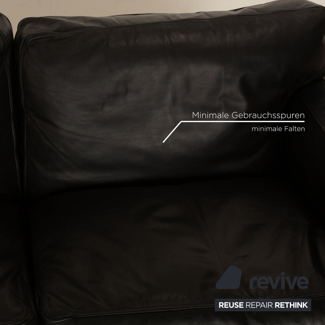 Poltrona Frau Socrates 978 Leather Two Seater Black Sofa Couch