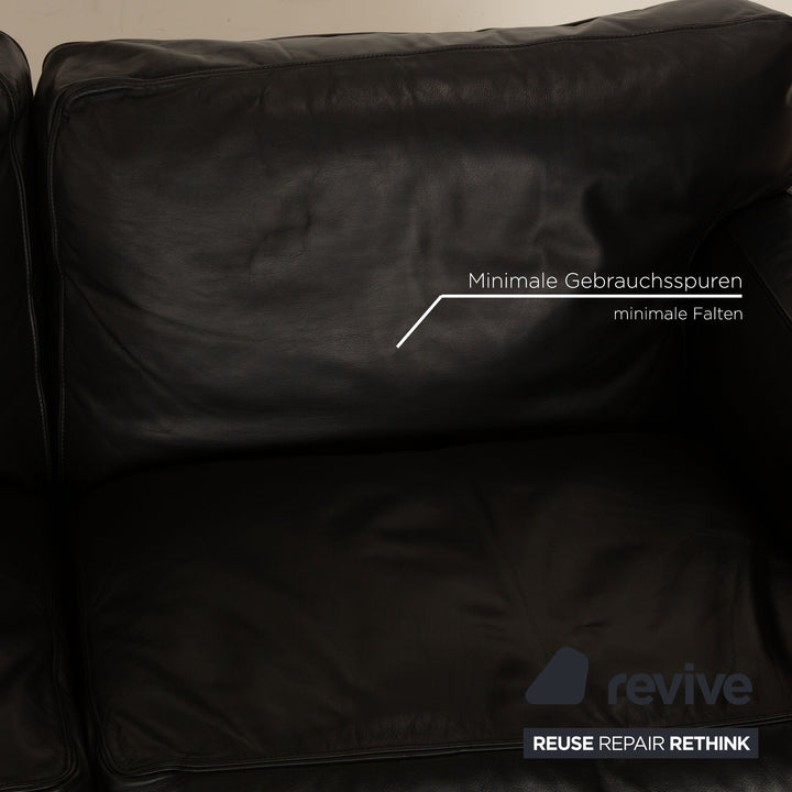 Poltrona Frau Socrates 978 Leather Two Seater Black Sofa Couch