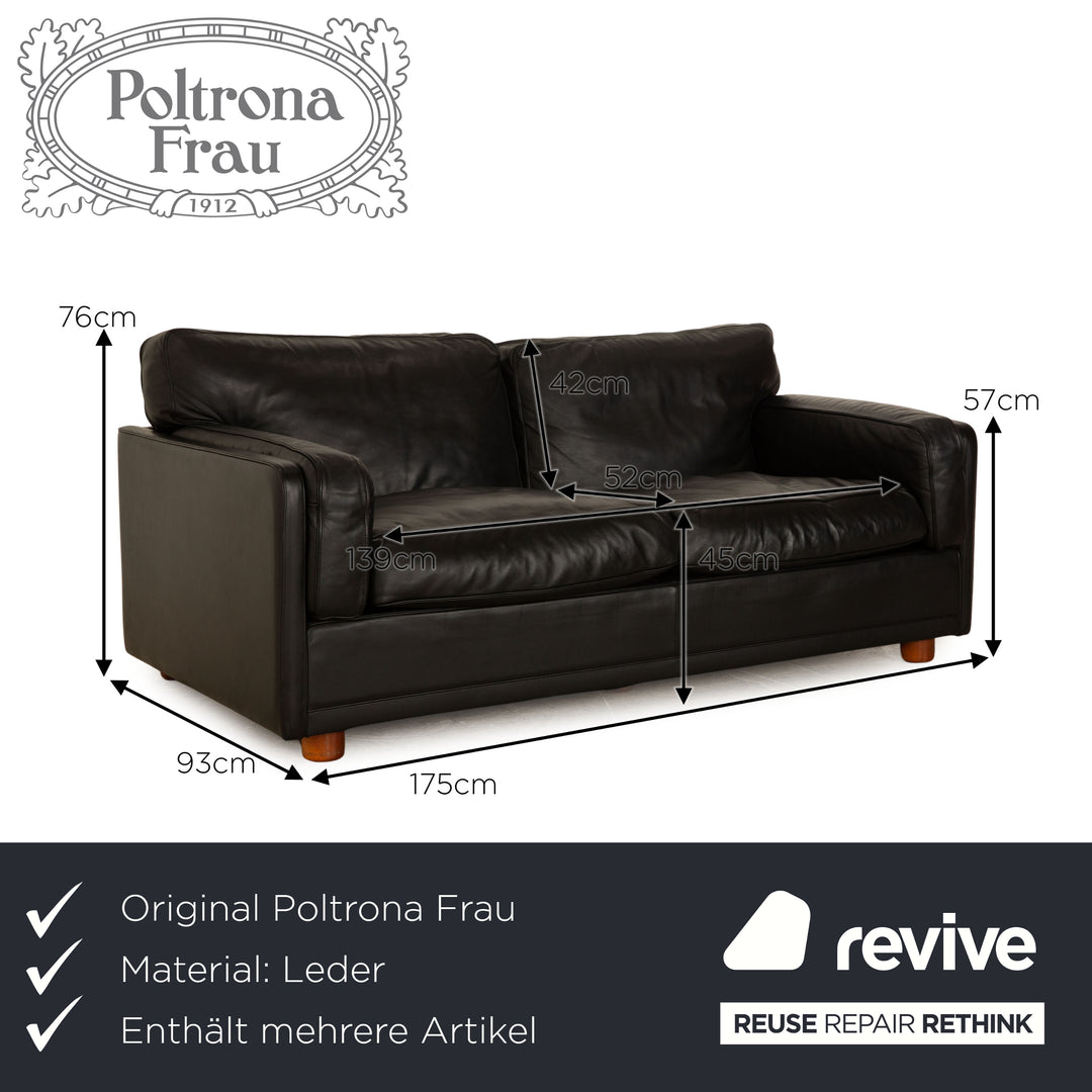 Poltrona Frau Socrates 978 Leather Two Seater Black Sofa Couch