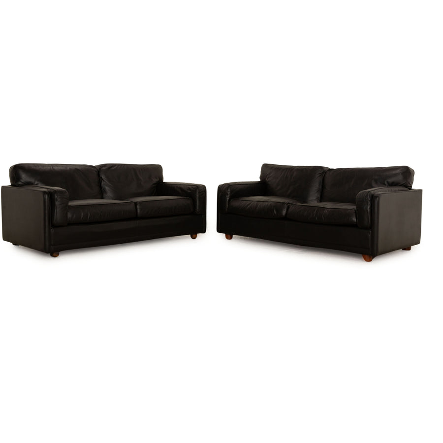 Poltrona Frau Socrates 978 Leather Two Seater Black Sofa Couch