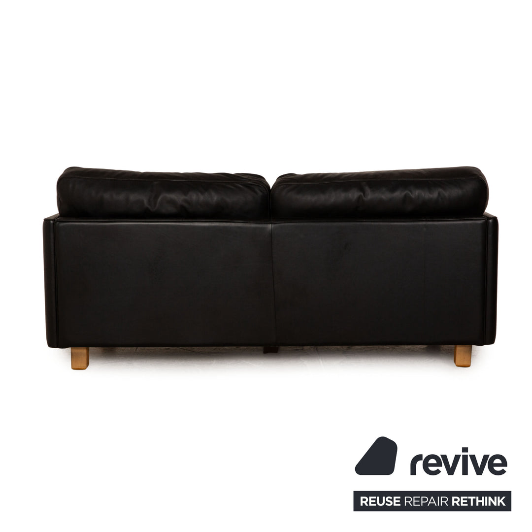 Poltrona Frau Socrates Leather Two Seater Black Sofa