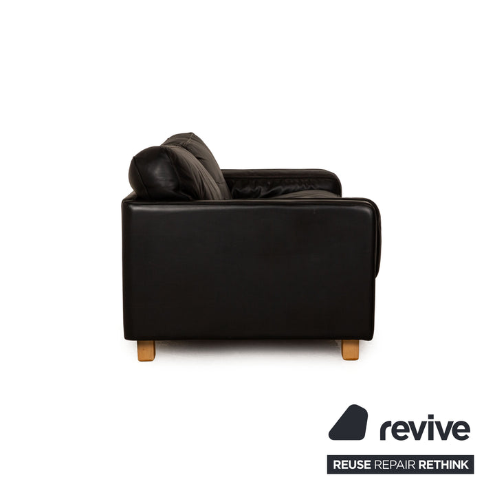 Poltrona Frau Socrates Leather Two Seater Black Sofa