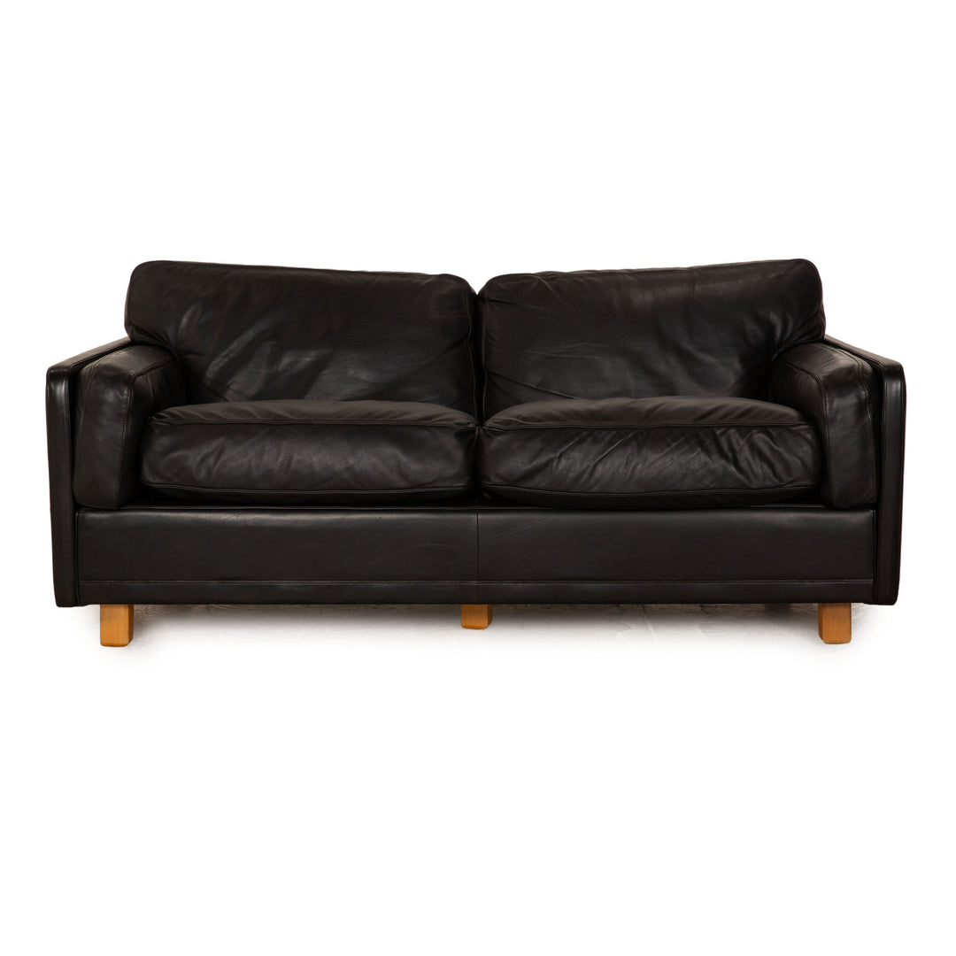 Poltrona Frau Socrates Leder Zweisitzer Schwarz Sofa