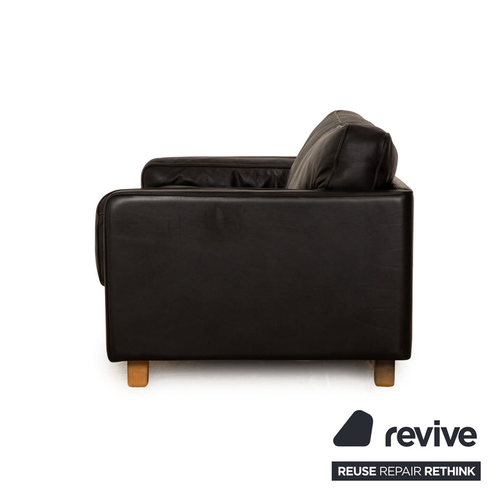 Poltrona Frau Socrates Leather Two Seater Black Sofa