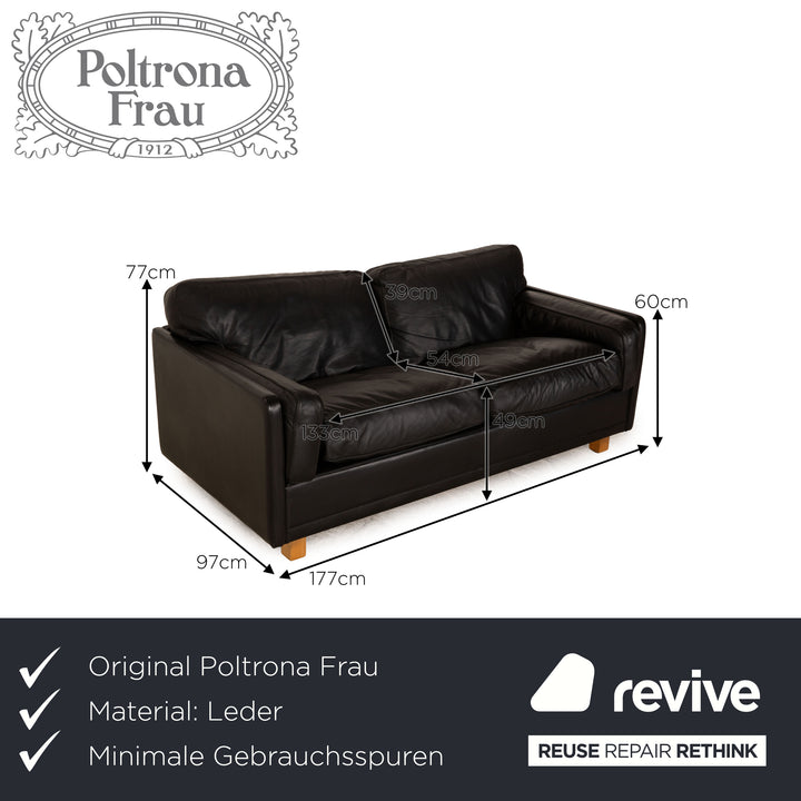 Poltrona Frau Socrates Leather Two Seater Black Sofa