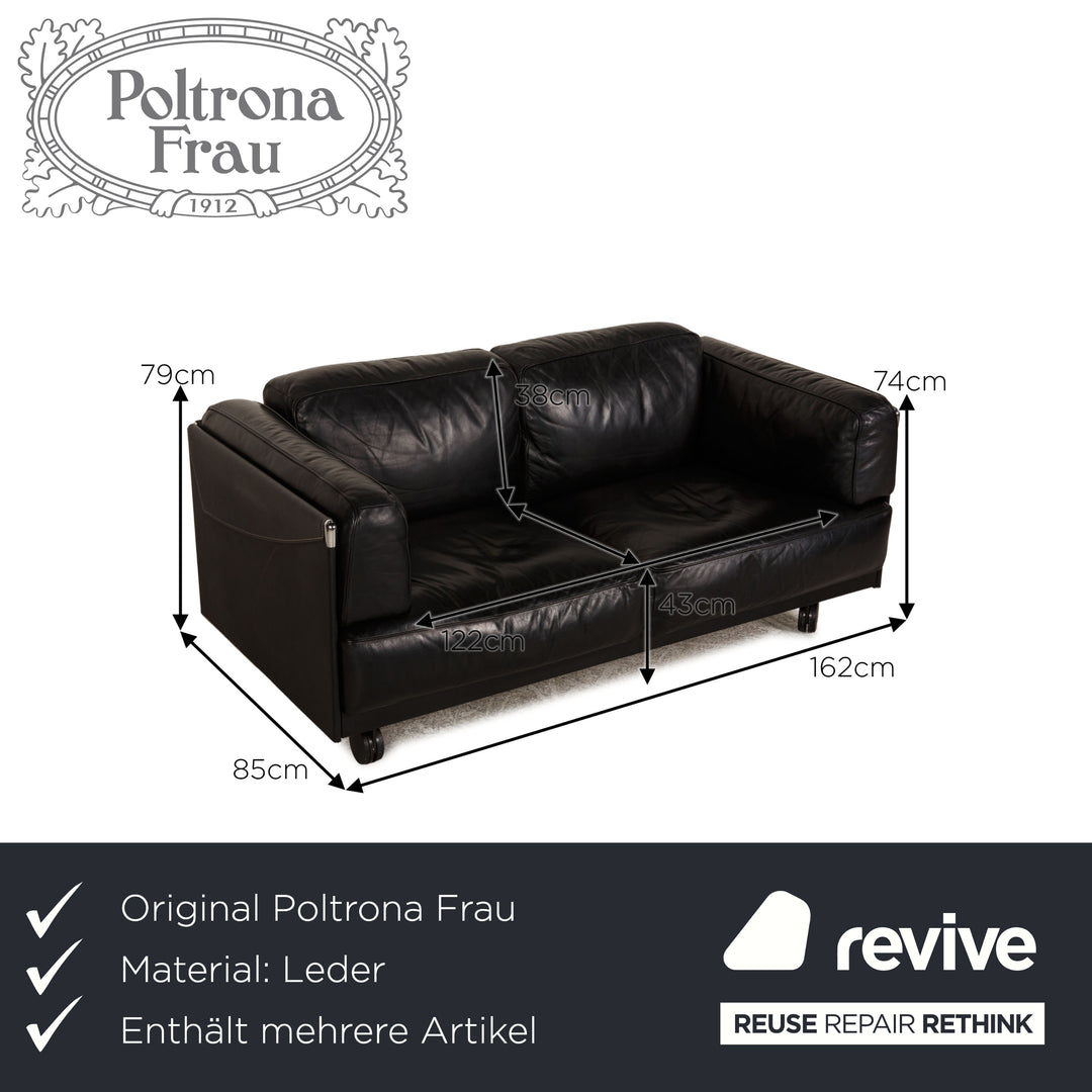 Poltrona Frau Twice Leder Sofa Garnitur Schwarz Zweisitzer  Sofa Couch