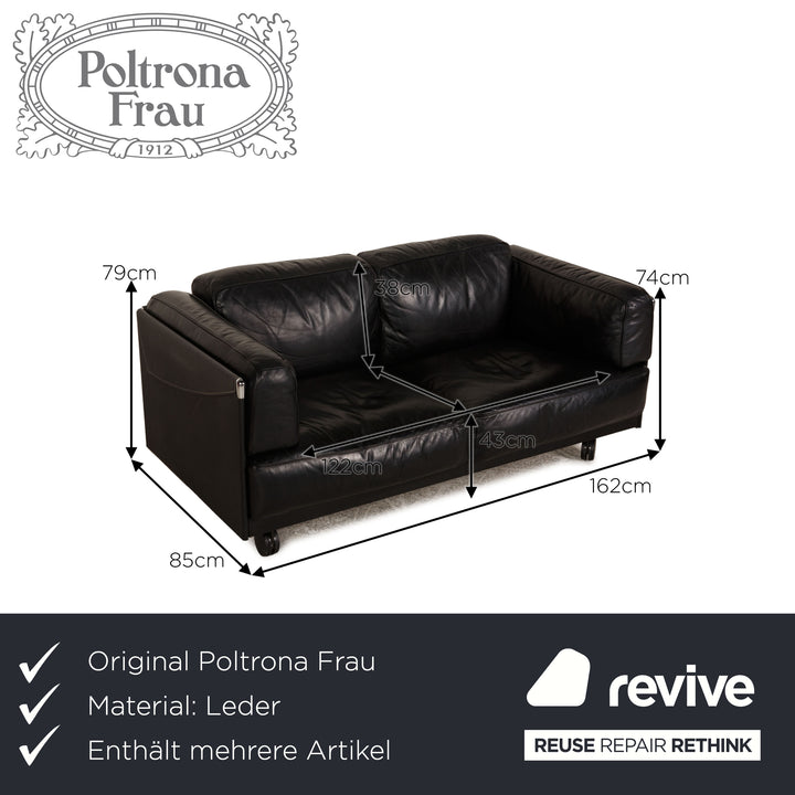 Poltrona Frau Twice Leder Sofa Garnitur Schwarz Zweisitzer  Sofa Couch