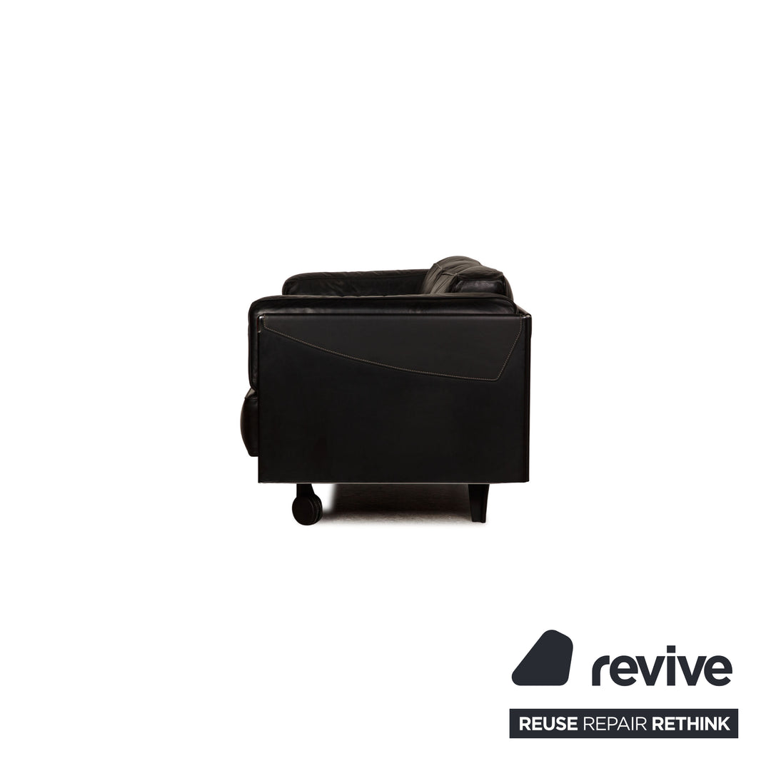 Poltrona Frau Twice Leder Sofa Garnitur Schwarz Zweisitzer  Sofa Couch