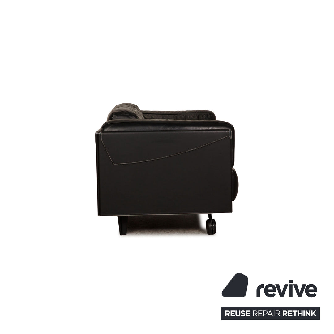 Poltrona Frau Twice Leder Sofa Garnitur Schwarz Zweisitzer  Sofa Couch