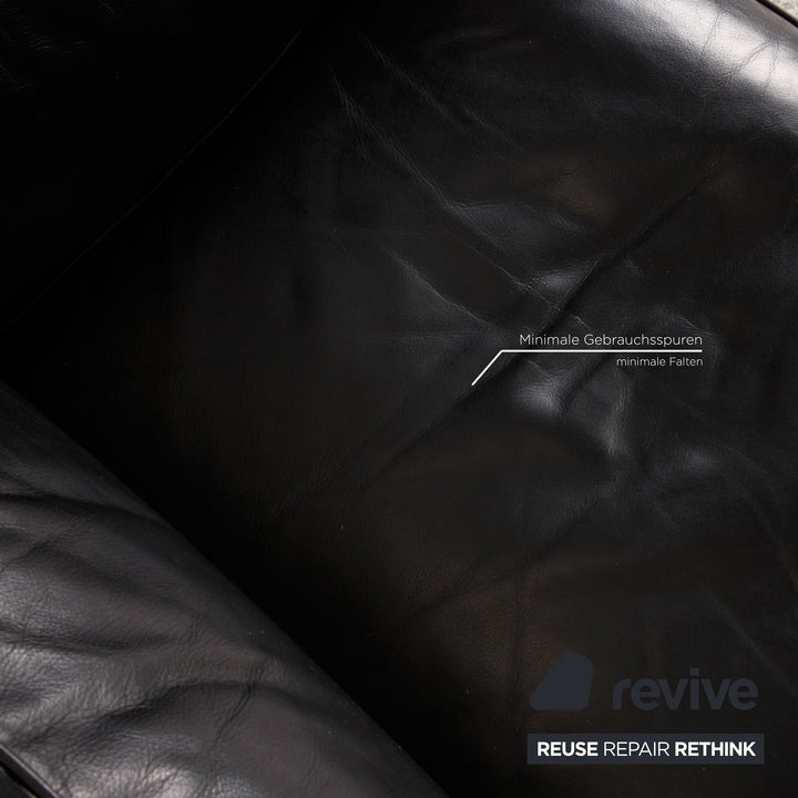 Poltrona Frau Twice Leder Sofa Garnitur Schwarz Zweisitzer  Sofa Couch