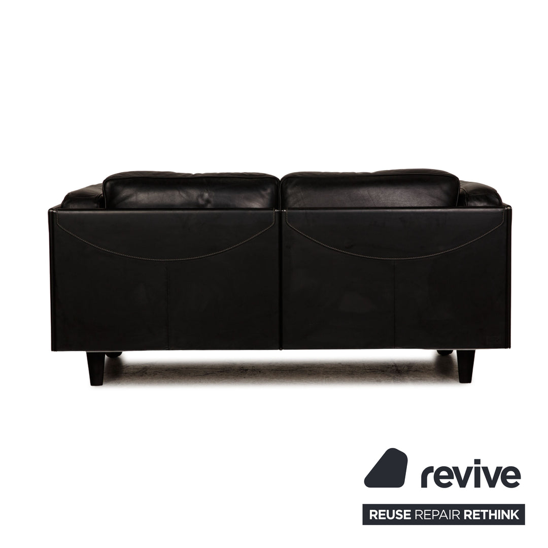 Poltrona Frau Twice Leather Two Seater Black Sofa Couch