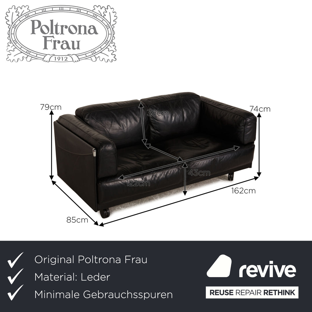 Poltrona Frau Twice Leder Zweisitzer Schwarz Sofa Couch 2er