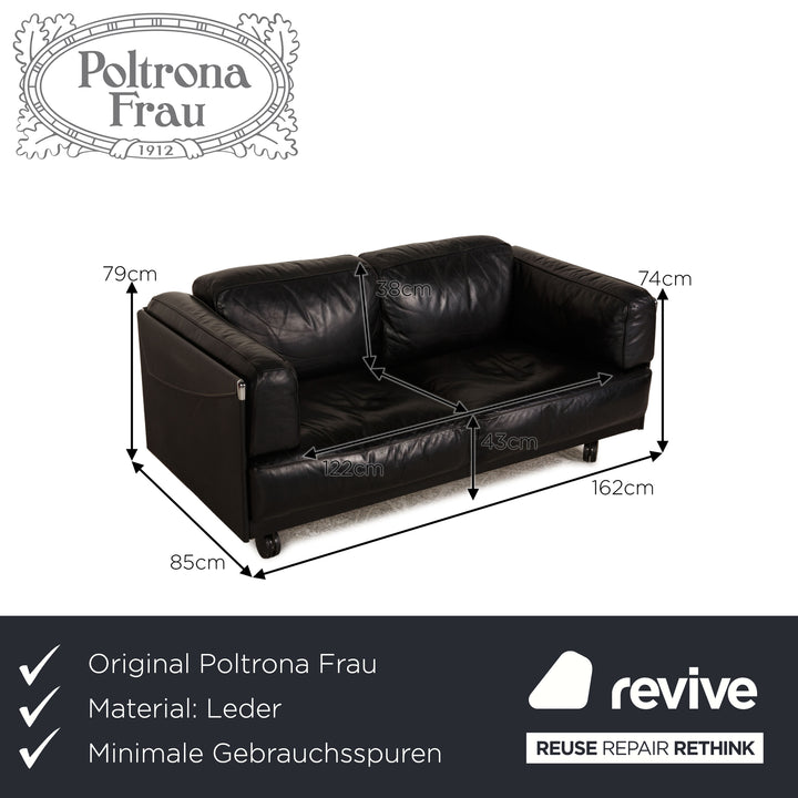 Poltrona Frau Twice Leather Two Seater Black Sofa Couch