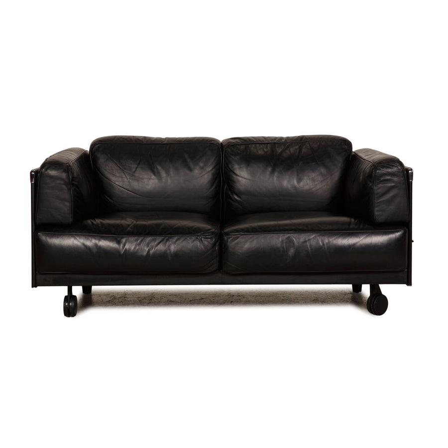 Poltrona Frau Twice Leather Two-Seater Black Sofa Couch 2er