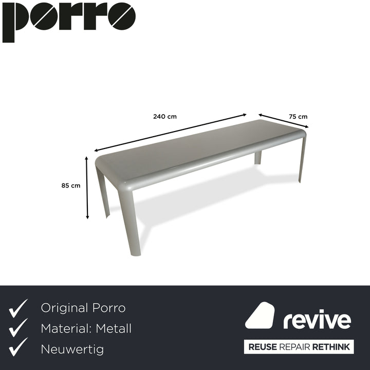 Porro Ferro Metall Stahl Esstisch Grau