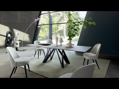 Roche Bobois CIGALE Ceramic Wood Dining Table Grey Brown Pull-out Function