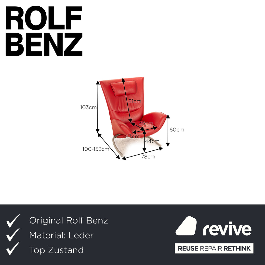 Product Details: Rolf Benz 4100 Leder Sessel Rot manuelle Funktion
