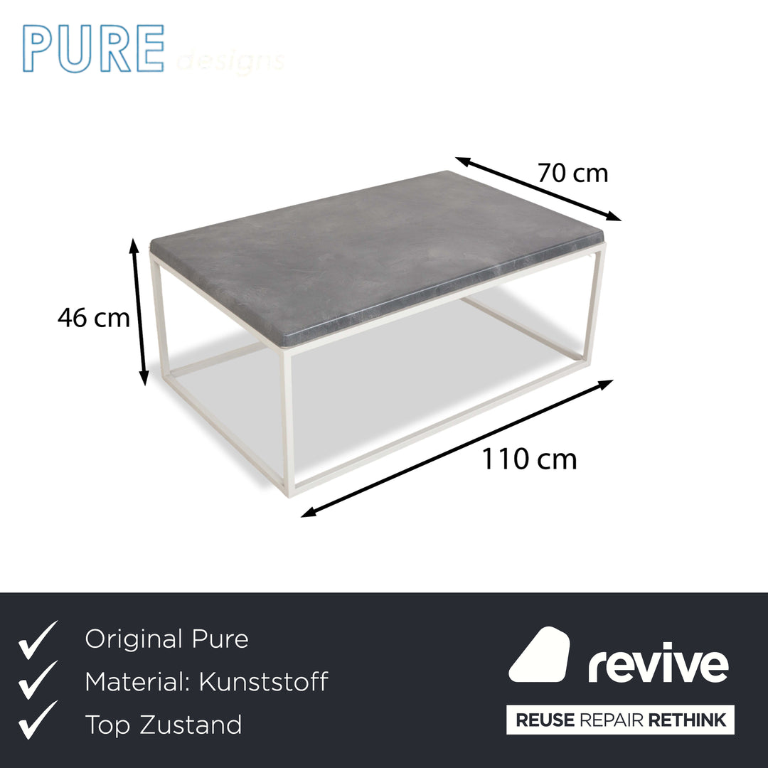 Pure Paris Plastic Coffee Table Silver Metal Grey