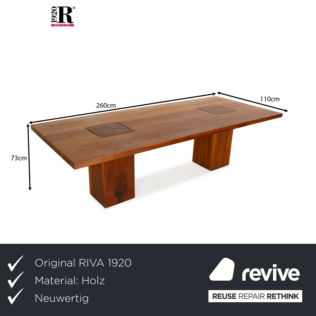 Table à manger exécutive en bois massif marron Riva 1920 Boss 260 x 73 x 110 cm