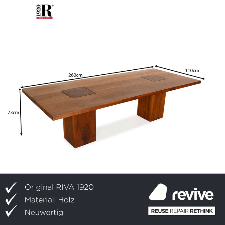 Table à manger exécutive en bois massif marron Riva 1920 Boss 260 x 73 x 110 cm