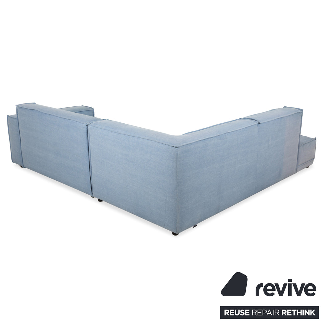 Canapé d'angle en tissu bleu clair Rivera Maison Jagger