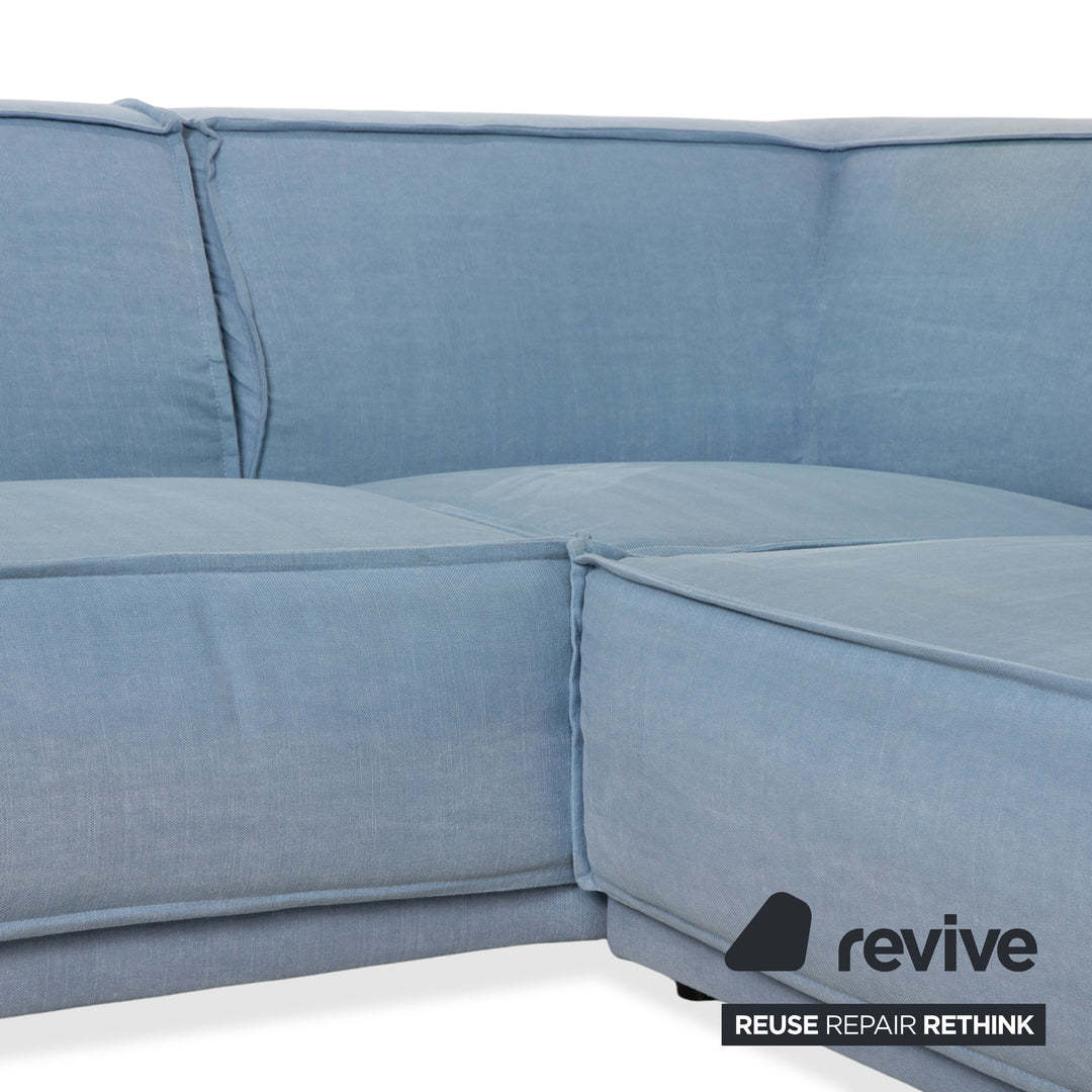 Canapé d'angle en tissu bleu clair Rivera Maison Jagger