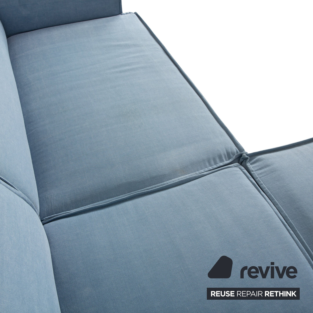 Canapé d'angle en tissu bleu clair Rivera Maison Jagger