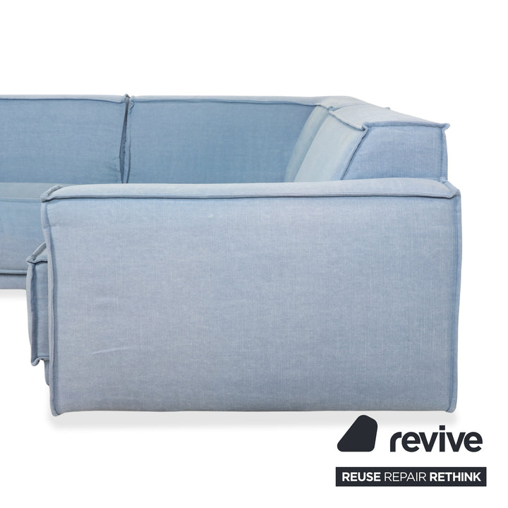 Canapé d'angle en tissu bleu clair Rivera Maison Jagger