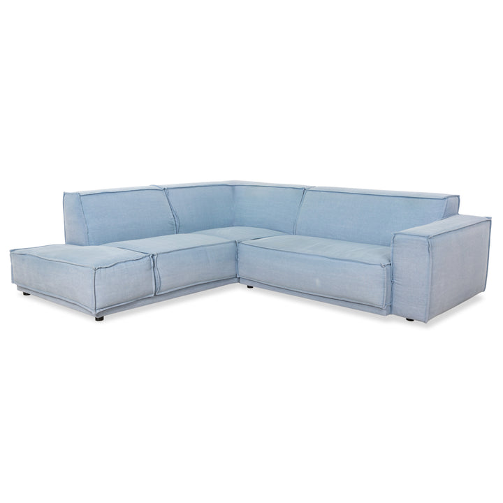 Canapé d'angle en tissu bleu clair Rivera Maison Jagger