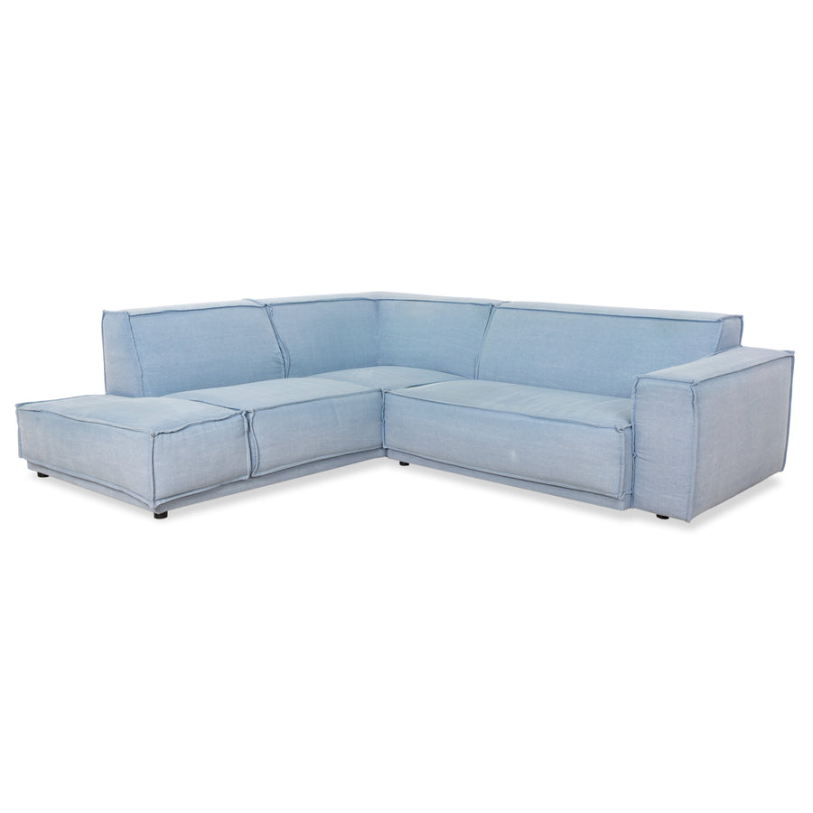 Canapé d'angle en tissu bleu clair Rivera Maison Jagger