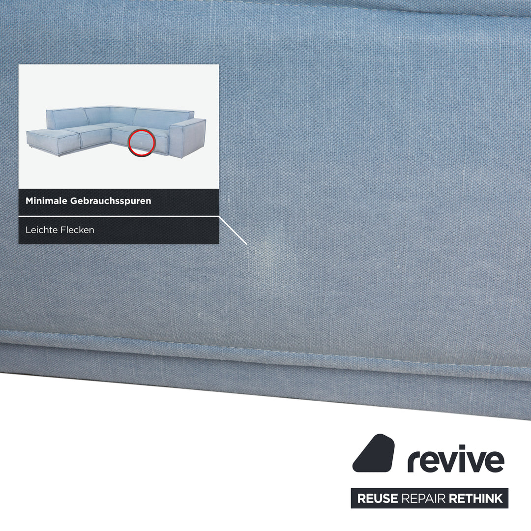 Canapé d'angle en tissu bleu clair Rivera Maison Jagger