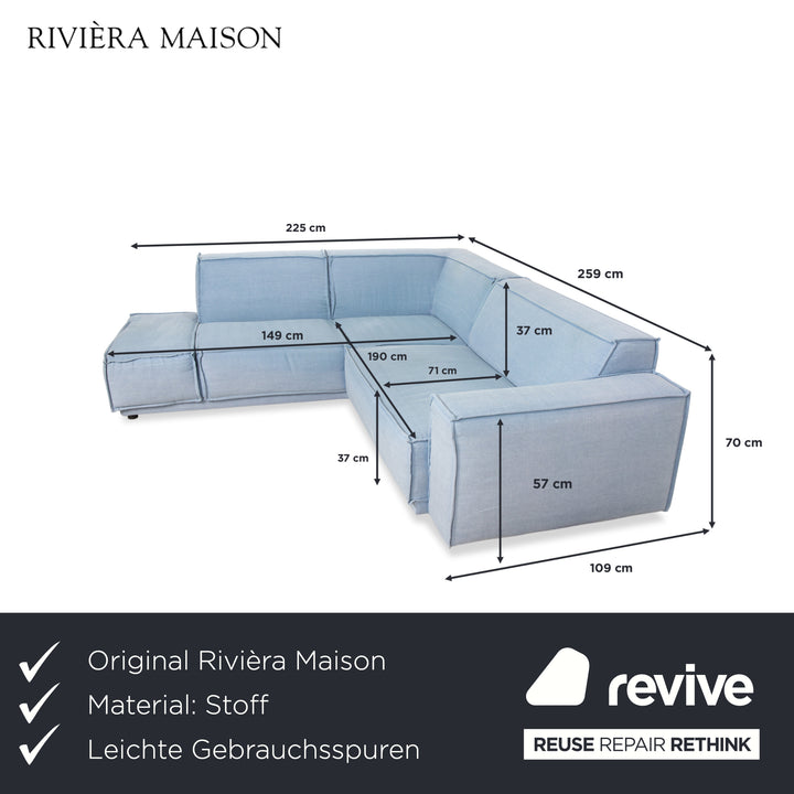 Canapé d'angle en tissu bleu clair Rivera Maison Jagger