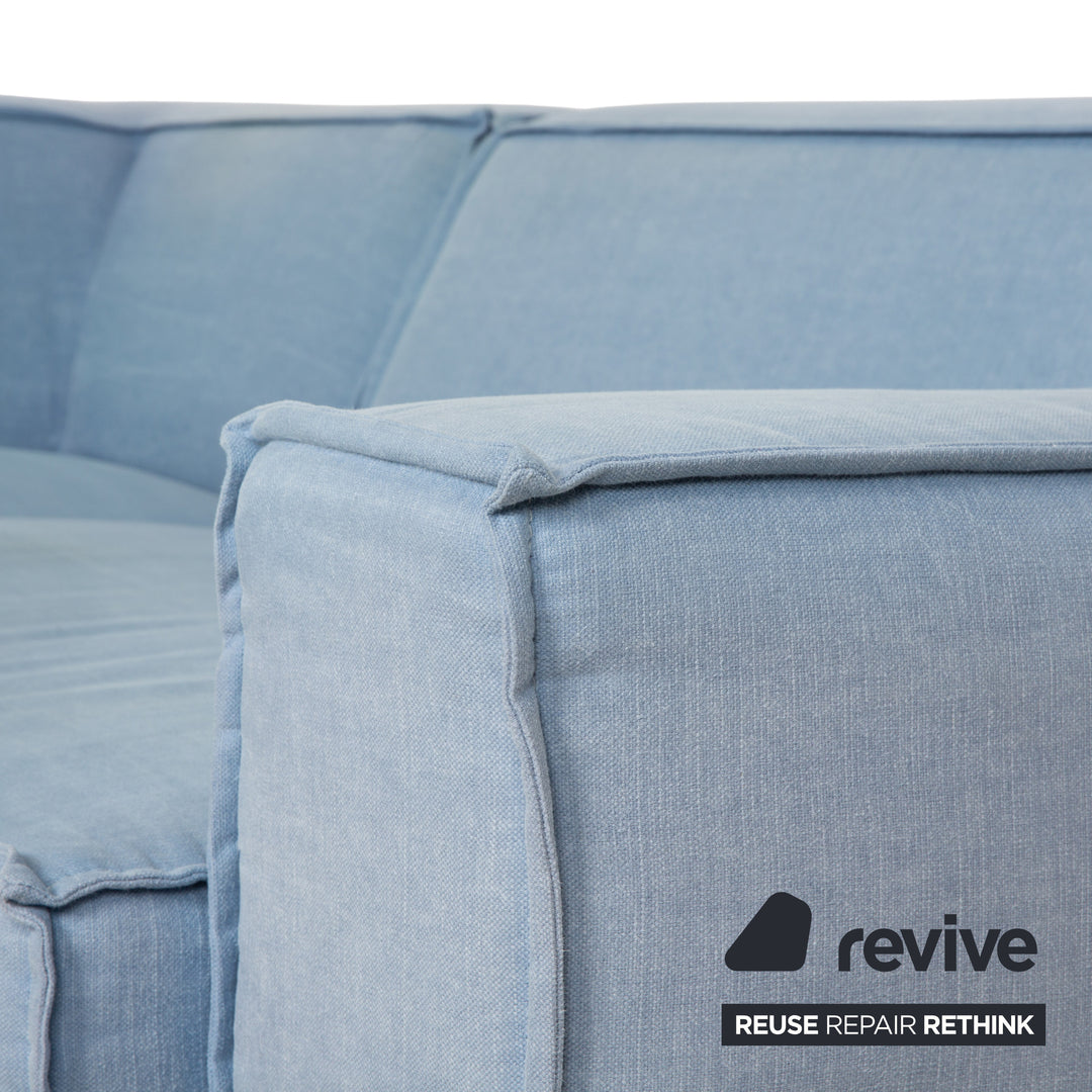 Canapé d'angle en tissu bleu clair Rivera Maison Jagger