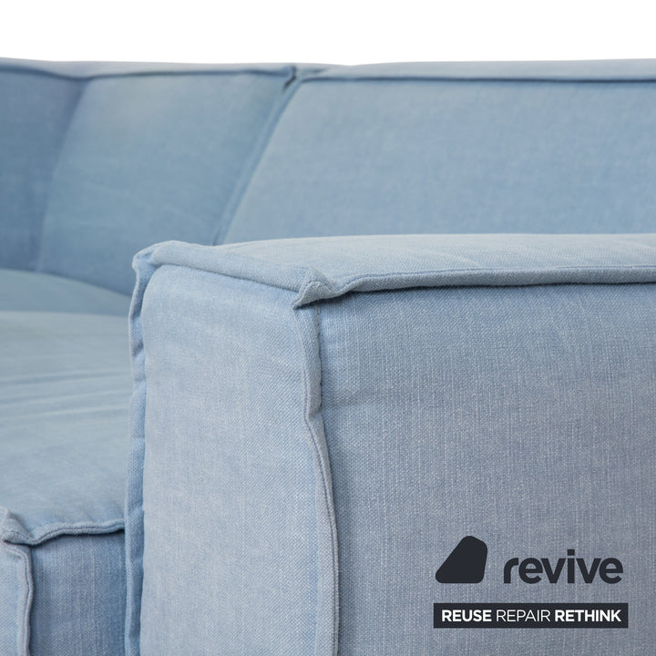 Canapé d'angle en tissu bleu clair Rivera Maison Jagger