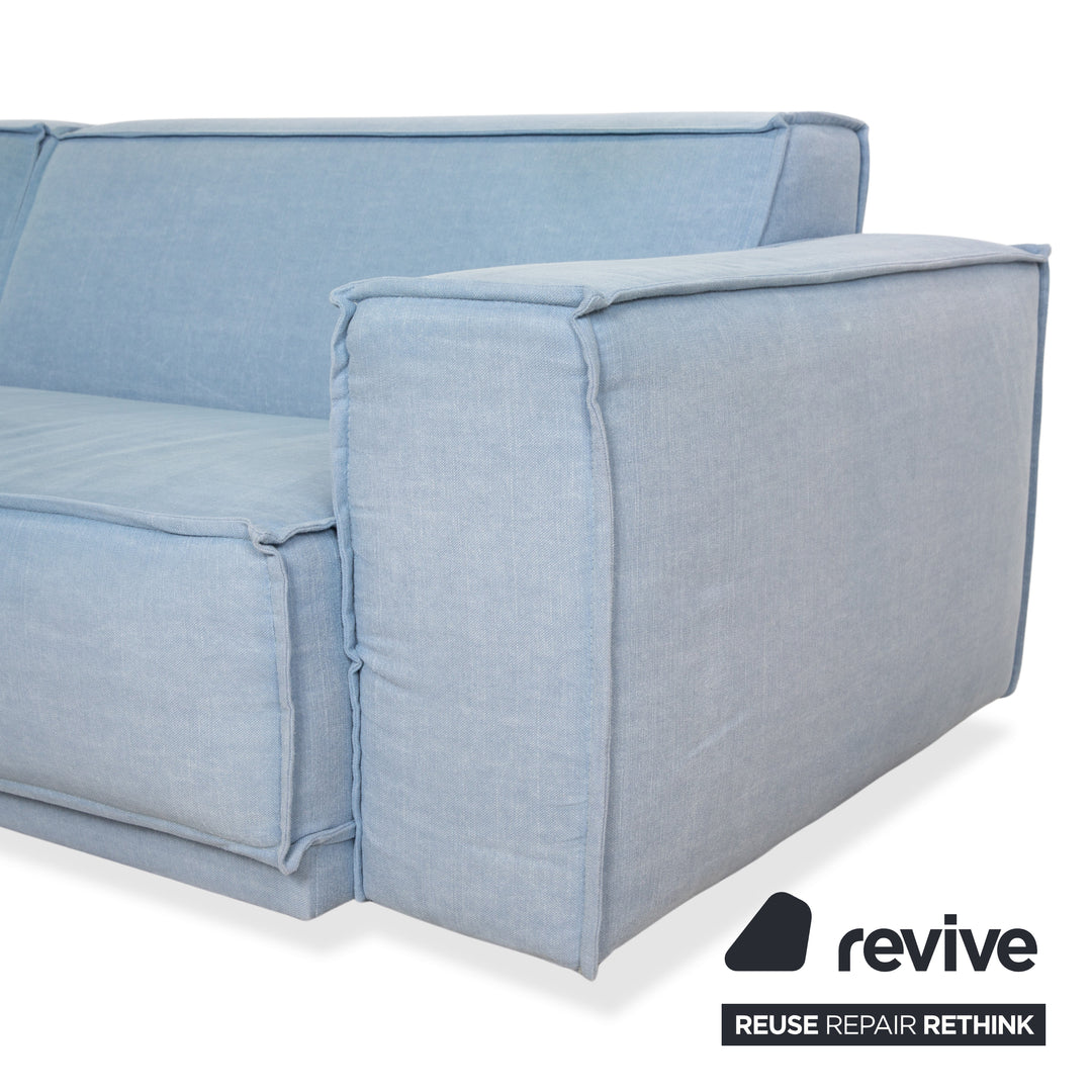 Canapé d'angle en tissu bleu clair Rivera Maison Jagger