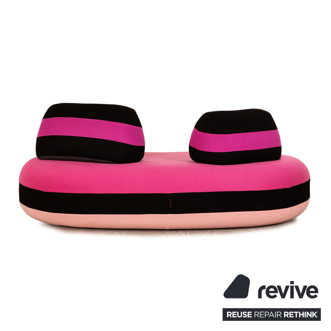 Roche Bobois Bombom Stoff Dreisitzer Pink Schwarz