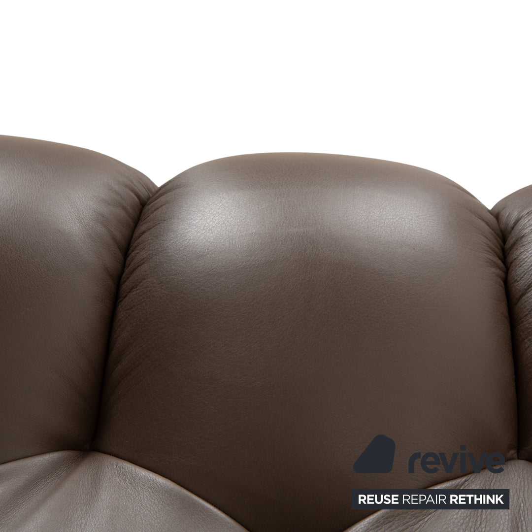 Roche Bobois Bubble Leather Four-Seater Brown Sofa Couch