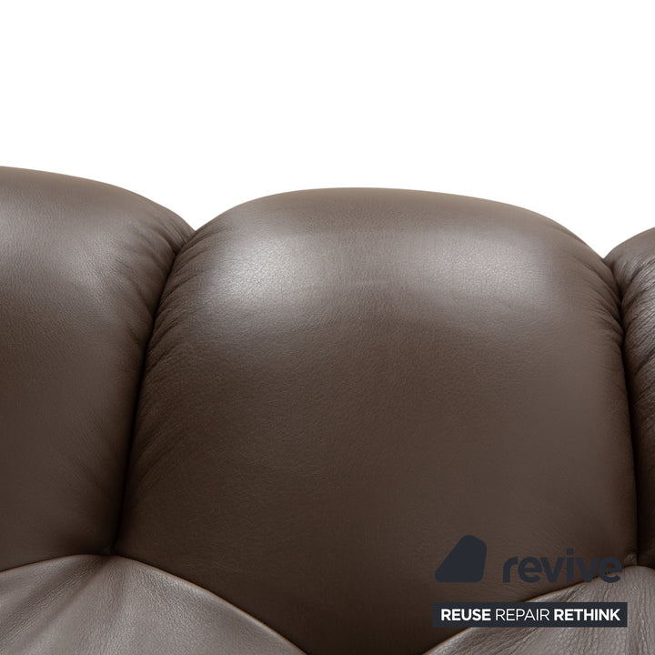 Roche Bobois Bubble Leather Four-Seater Brown Sofa Couch