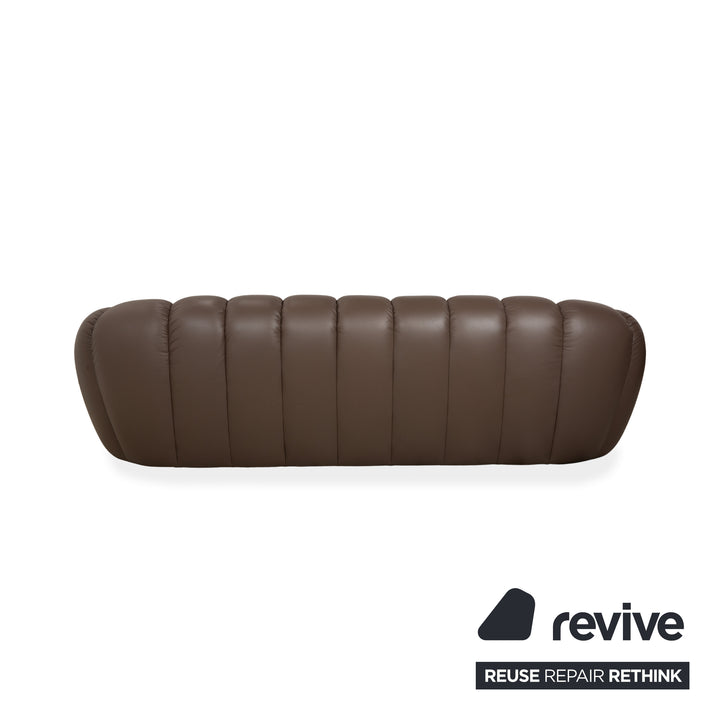 Roche Bobois Bubble Leather Four-Seater Brown Sofa Couch