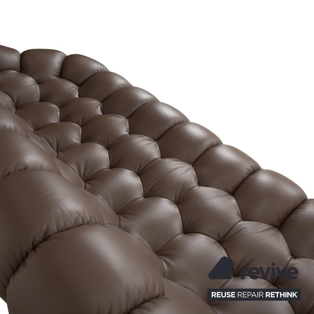 Roche Bobois Bubble Leather Four-Seater Brown Sofa Couch